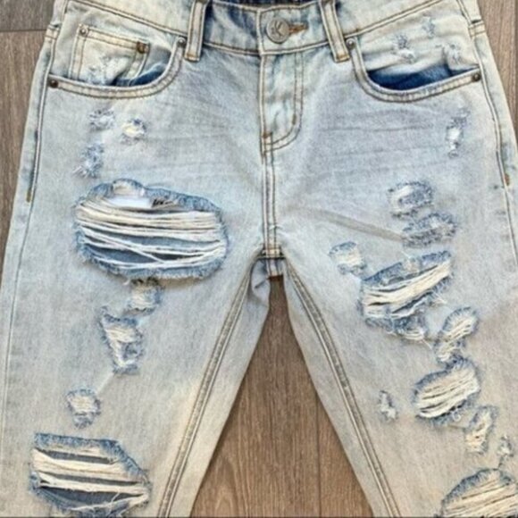 Free People One Teaspoon Awesome Baggies Jeans Straight leg Frayed Light Wash - Picture 4 of 15
